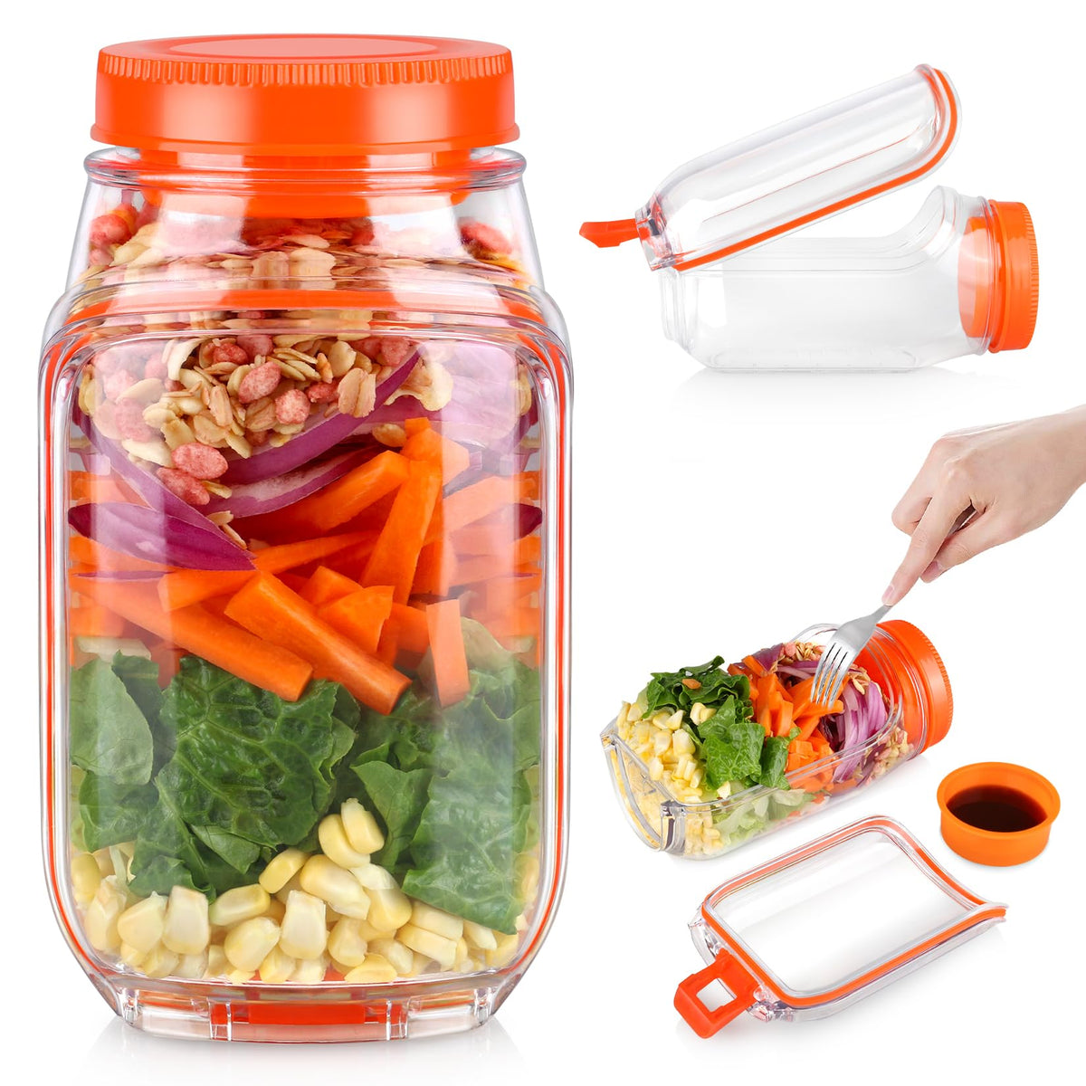 Solunex Salad Pod side-open jar for quick, on-the-go salads.