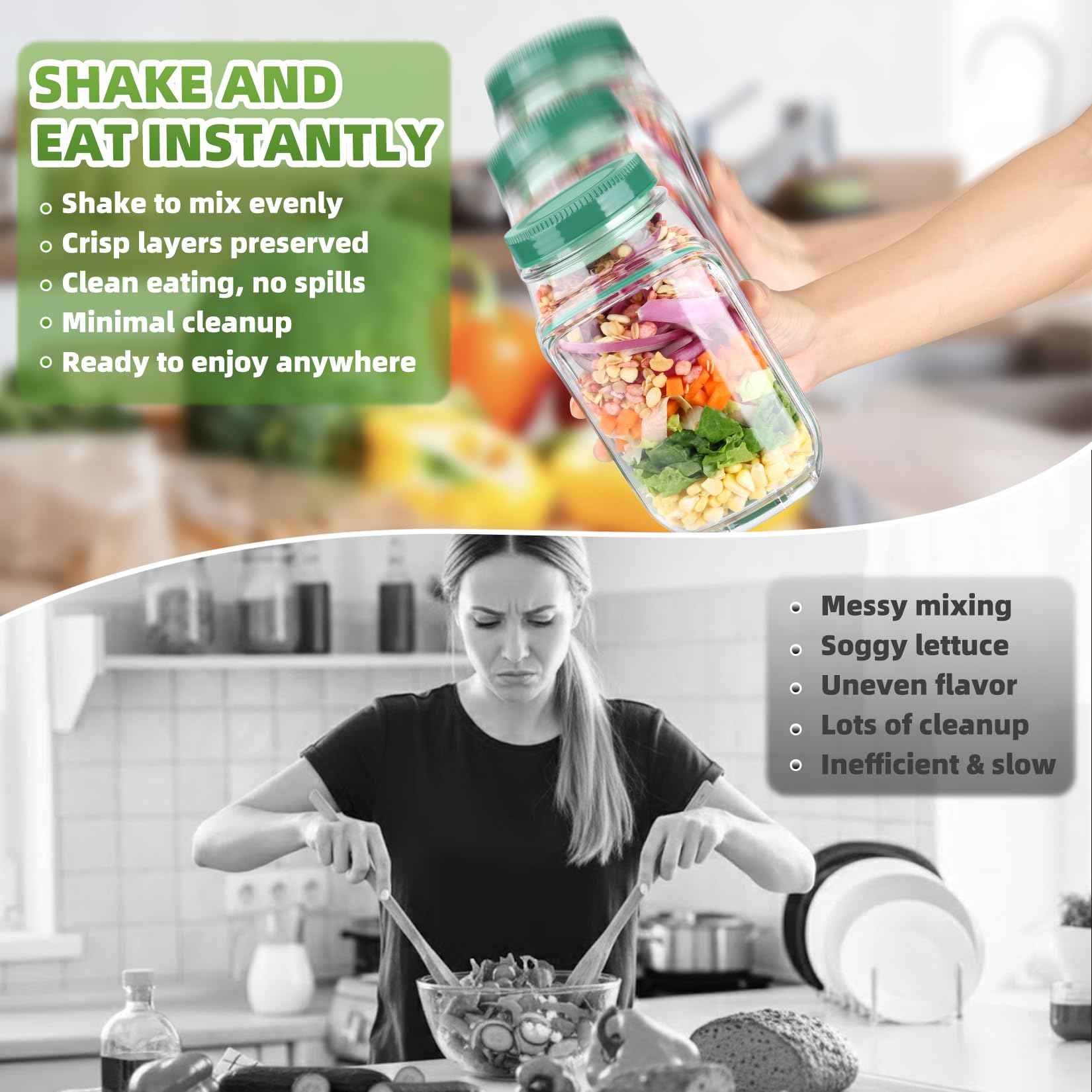 Solunex vertical-compartment keeps ingredients separate for lasting freshness.