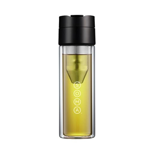 Soma bottle holding hot coffee highlights comfortable grip and mug-free convenience.