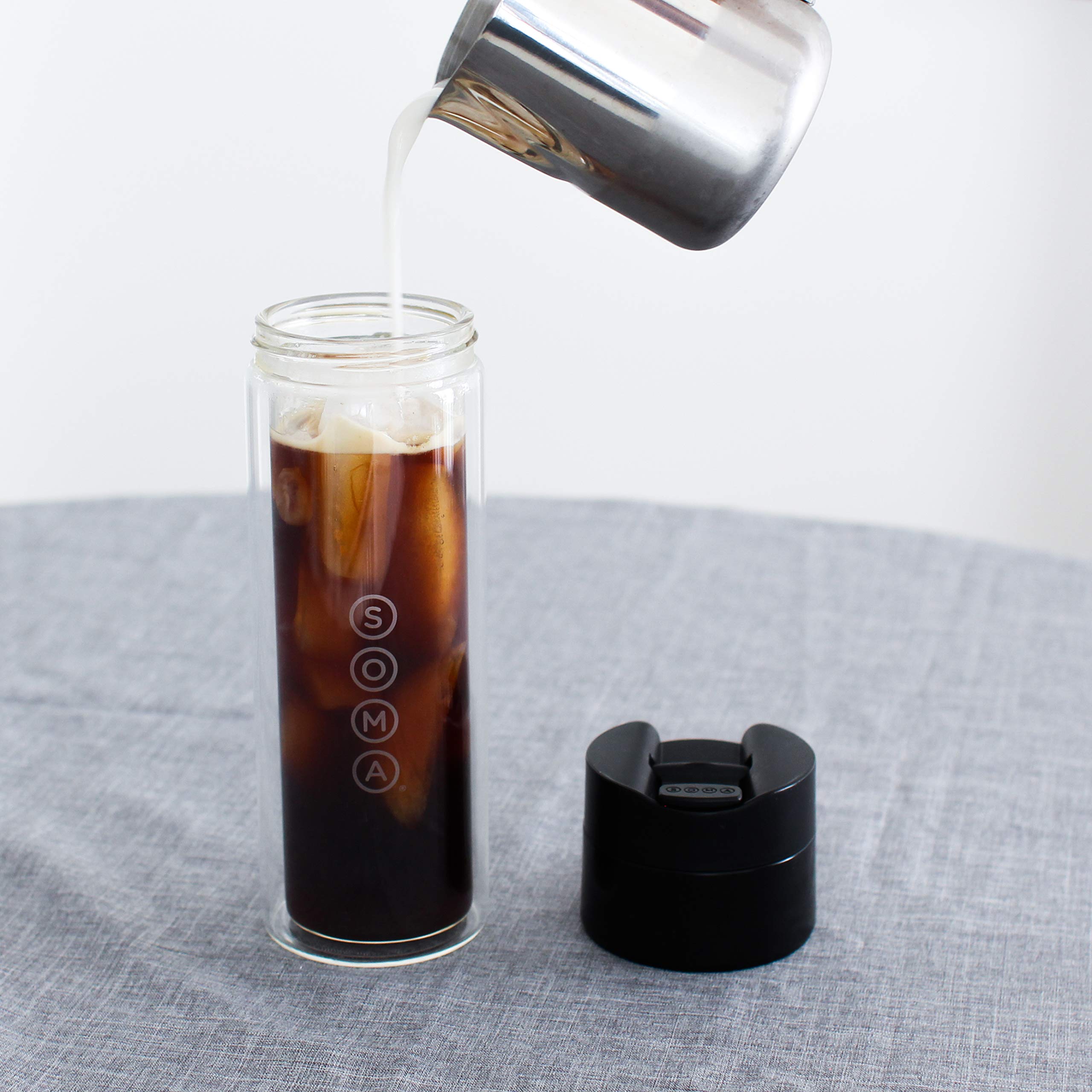 Soma bottle patent-pending stainless filter balances flavor with minimal sediment.