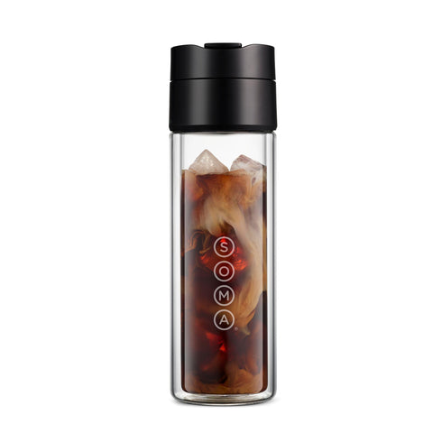 Soma Double Wall Glass Bottle inside view shows premium insulation for hot drinks on the go.