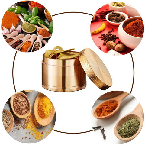 SON4SUN Spice Grinder gold texture close-up, premium aluminum feel and precision.