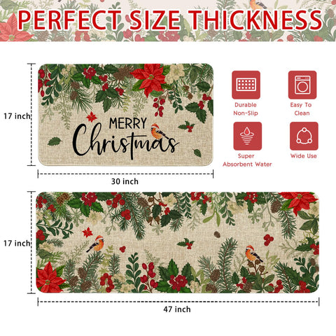 Sonalied burlap-surface kitchen mat texture evokes rustic holiday charm.
