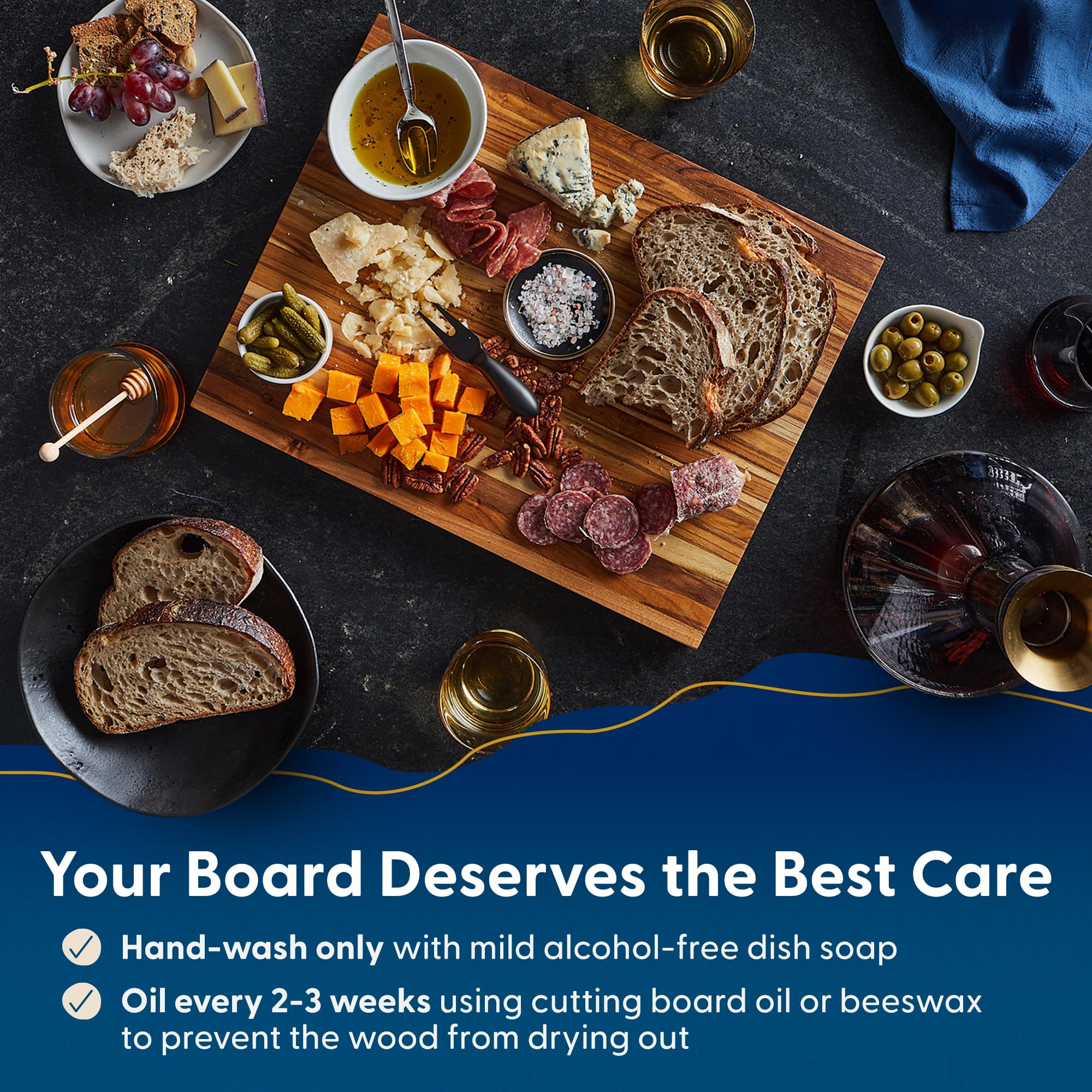 Large 18x14 inch board suits family meals and batch chopping.