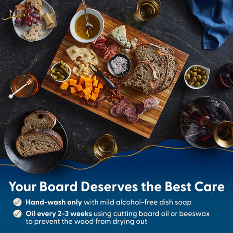 Large 18x14 inch board suits family meals and batch chopping.