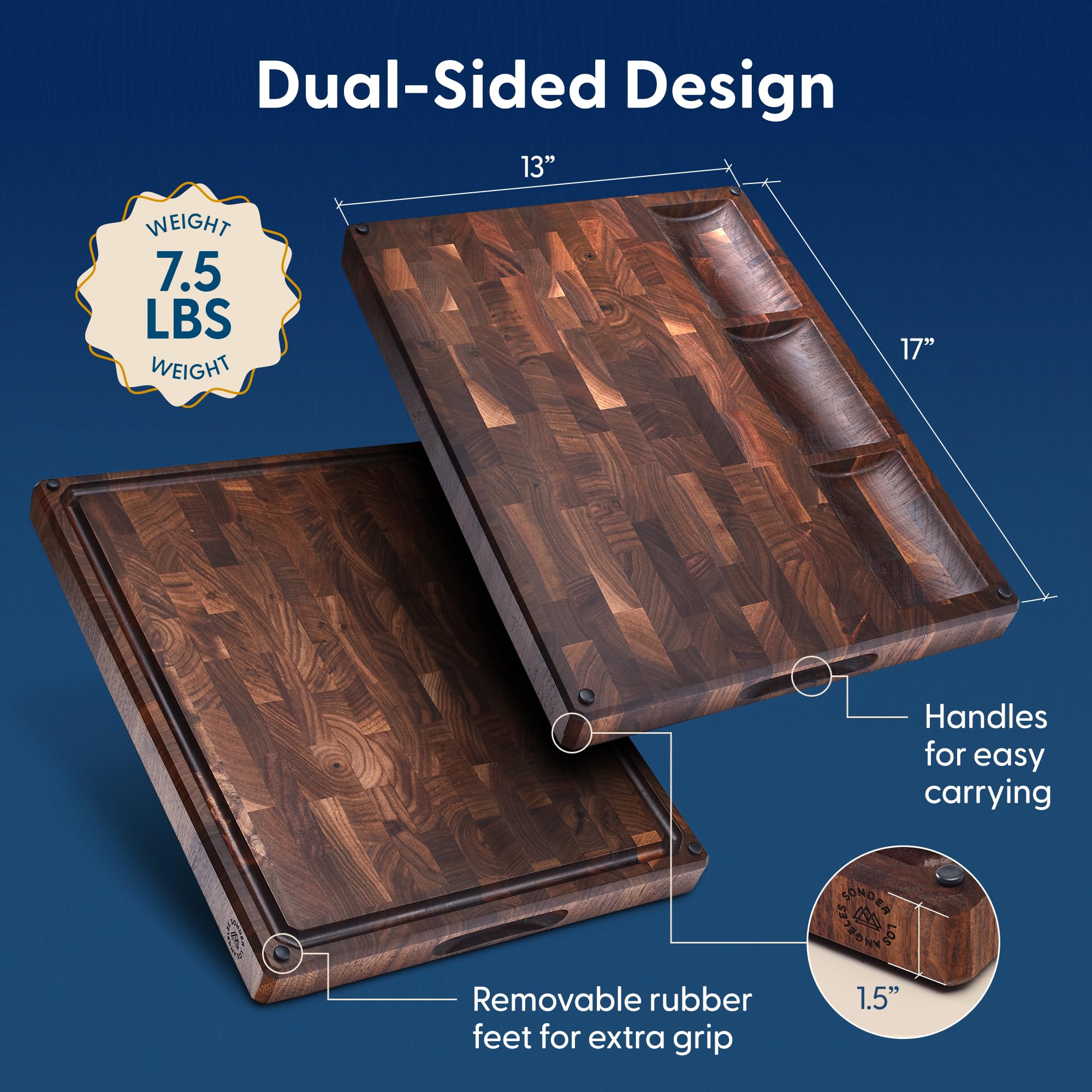 Sonder Los Angeles Alfred board with non-slip feet for stable chopping.