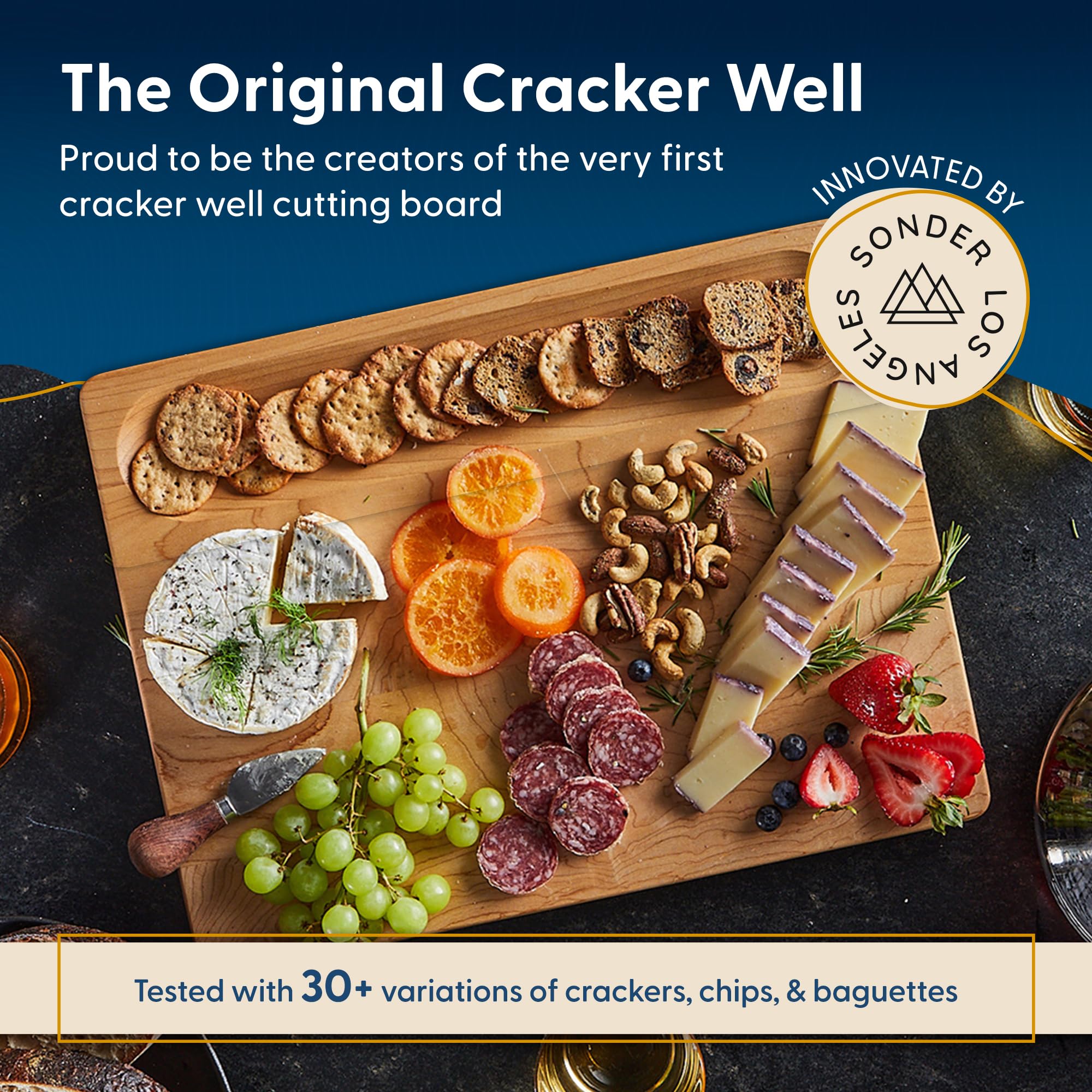 Sonder Los Angeles Winsome Maple Cutting Board slicing fresh fruit