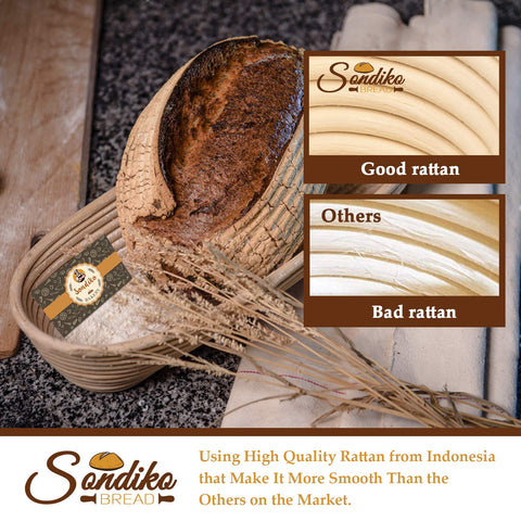 Sondiko basket dimensions 10.04 by 5.32 by 2.95 inches for 1.5 lb dough.