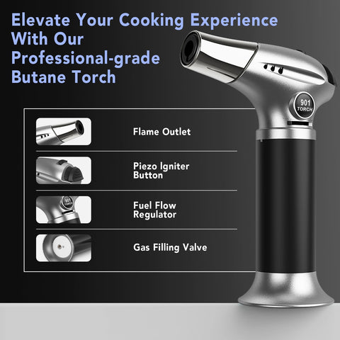 Sondiko creme brulee torch angled nozzle enables precise browning