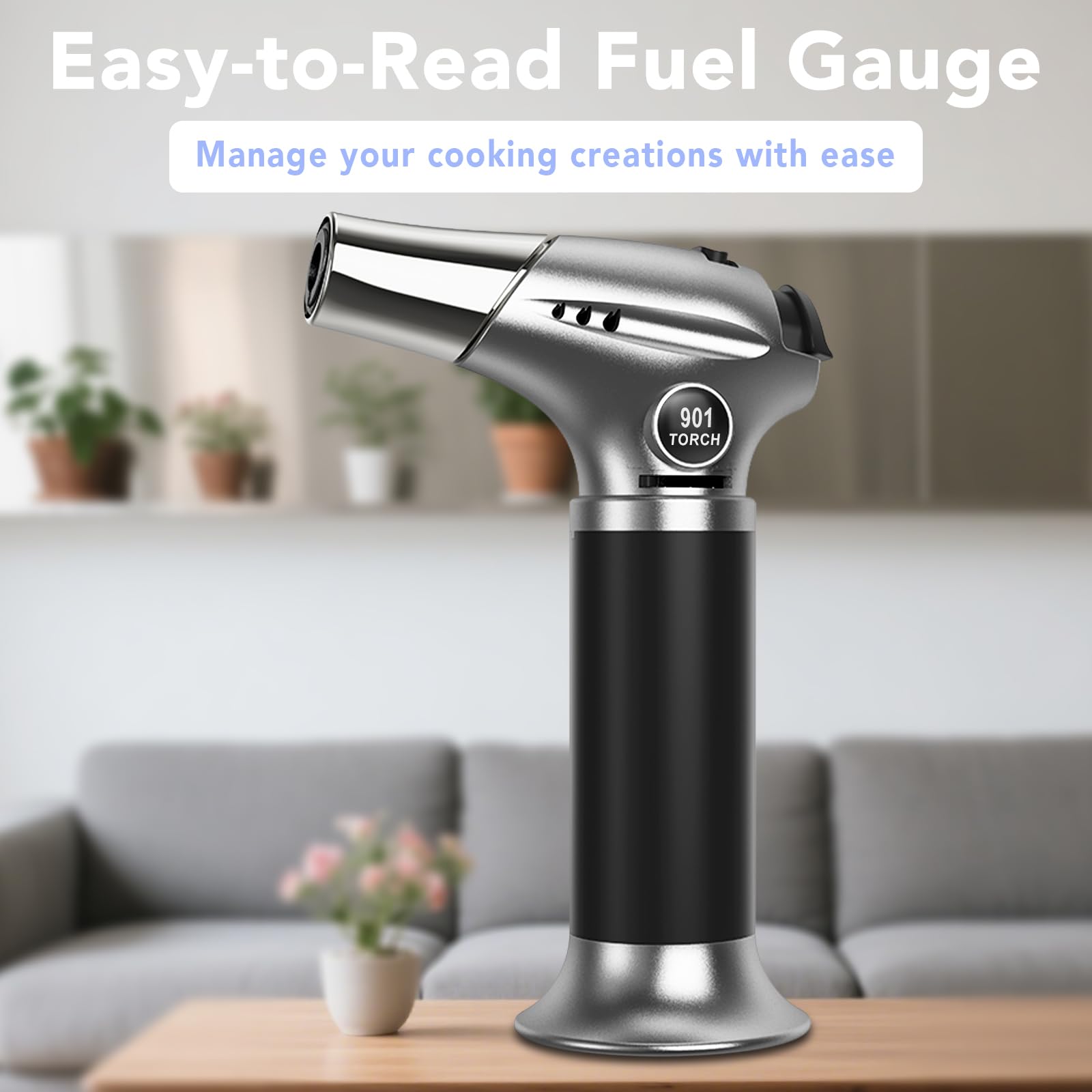 Sondiko creme brulee torch in kitchen for searing and finishing