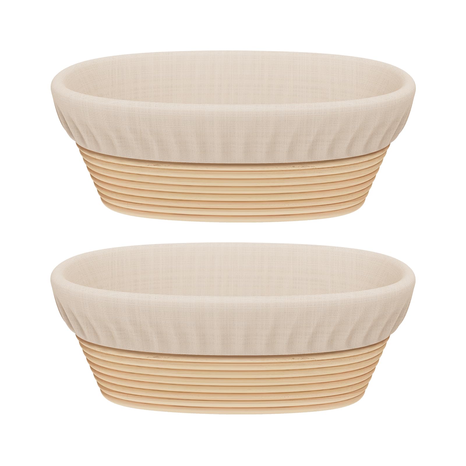 Sondiko oval sourdough proofing basket 2-pack in natural rattan for artisanal loaves.
