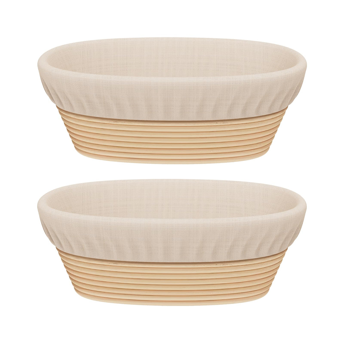 Sondiko oval sourdough proofing basket 2-pack in natural rattan for artisanal loaves.