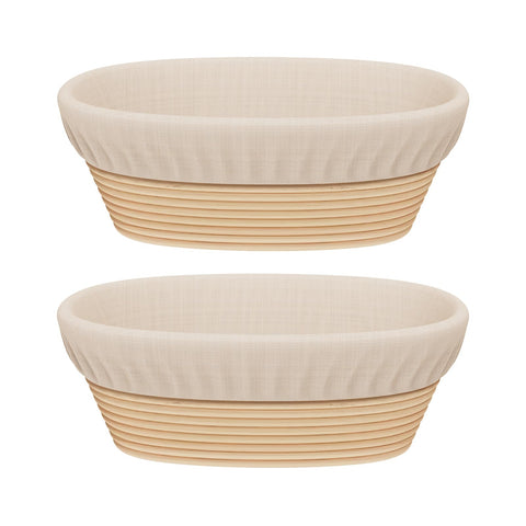 Sondiko oval sourdough proofing basket 2-pack in natural rattan for artisanal loaves.