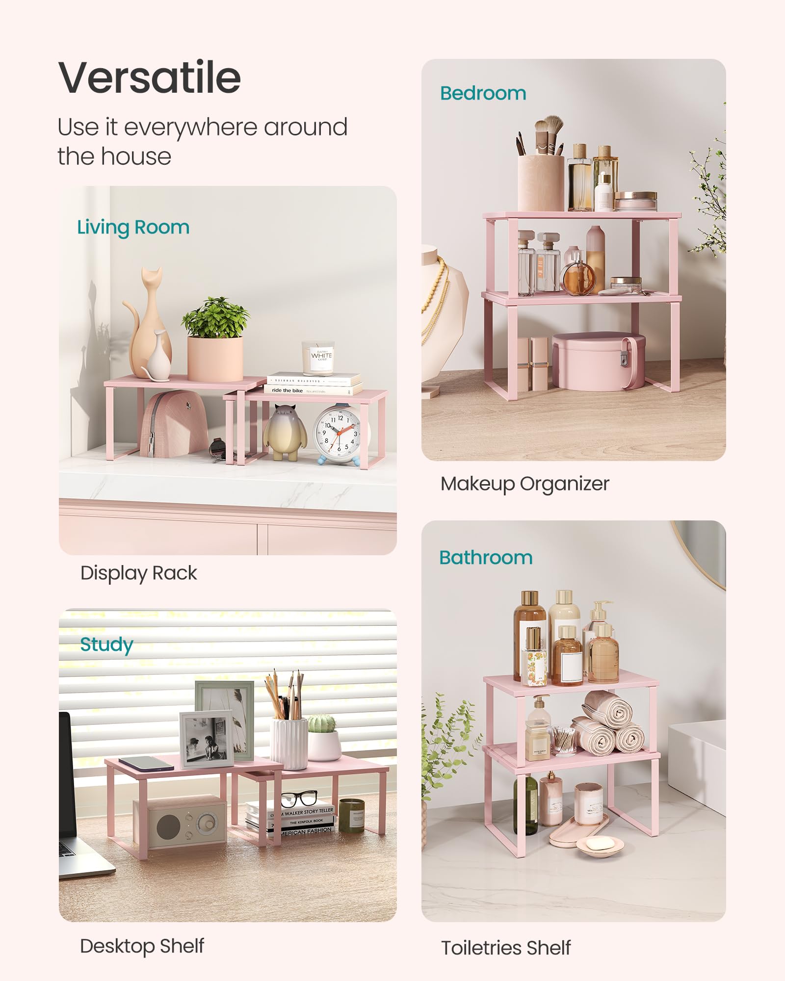SONGMICS bedroom desk storage keeps essentials neatly organized and accessible