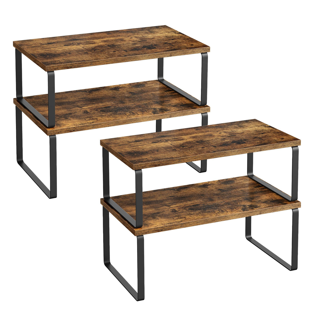 Songmics cabinet organizer on counter with ink-black stackable design for spices