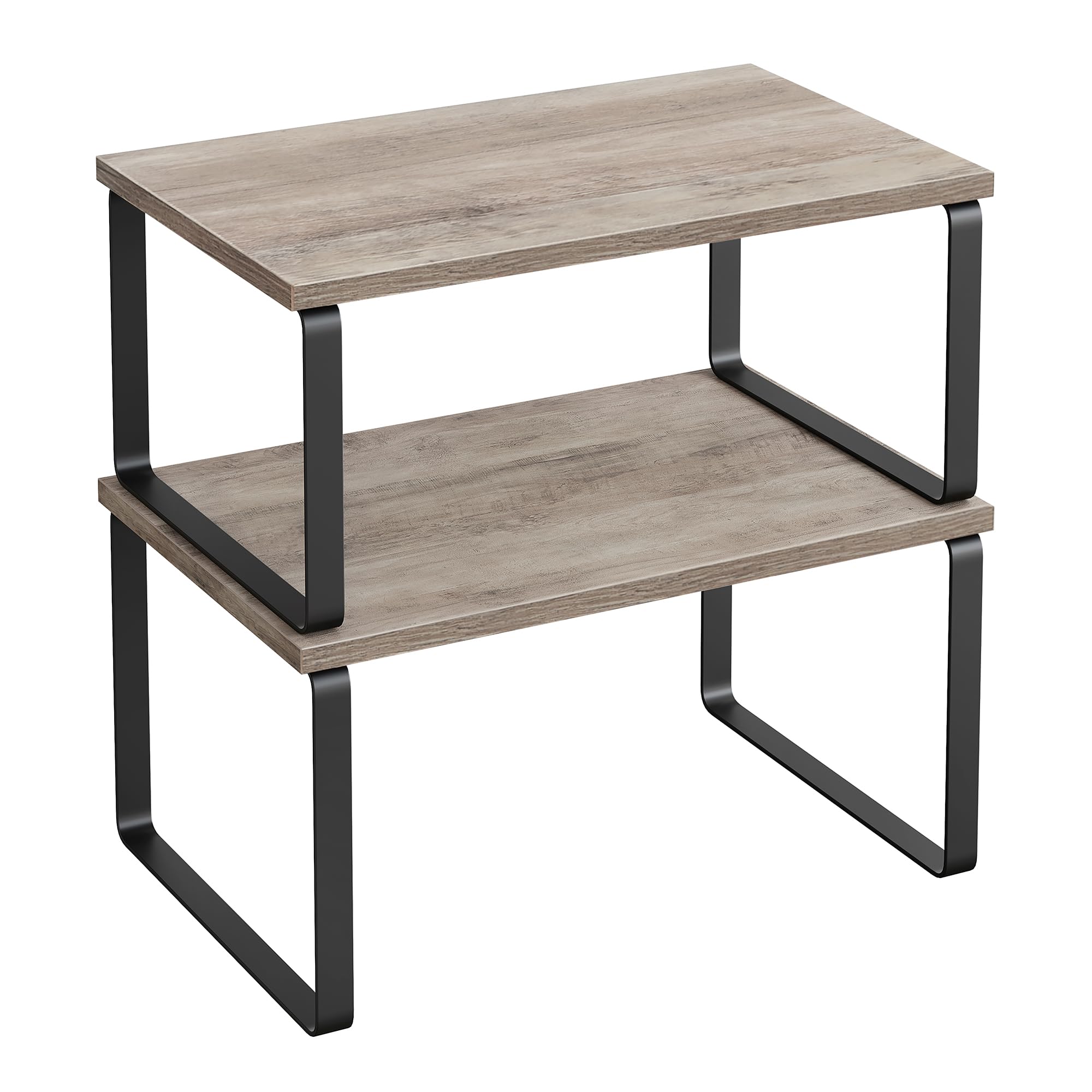 SONGMICS cabinet organizer two-pack holds spices and jars for easy access.