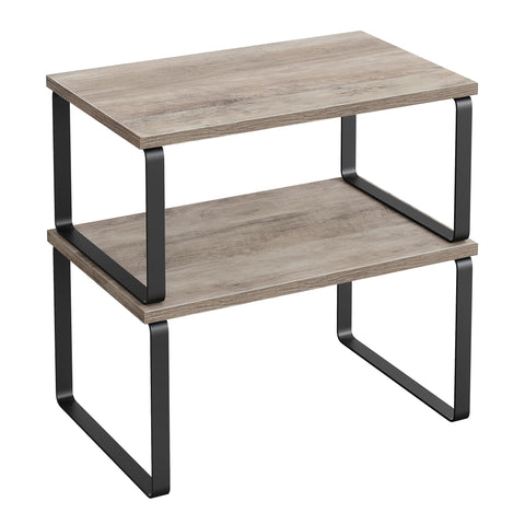 SONGMICS cabinet organizer two-pack holds spices and jars for easy access.