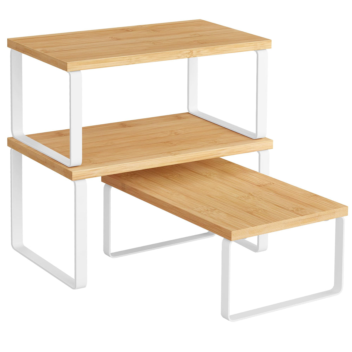 SongMics cabinet organizer shelf 3-piece set keeps spices visible and accessible