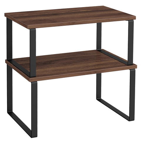 SONGMICS cabinet organizer shelf in natural walnut demonstrates versatile storage for kitchen and beyond