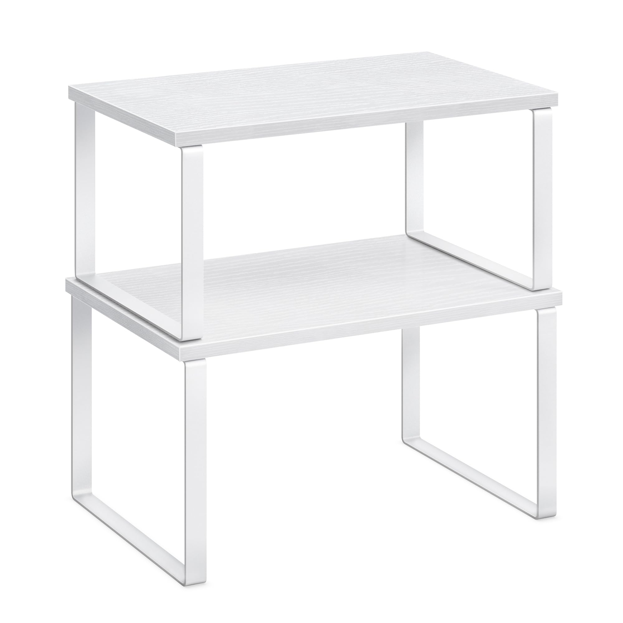 SONGMICS cabinet organizer shelf set two front view for compact kitchen storage.