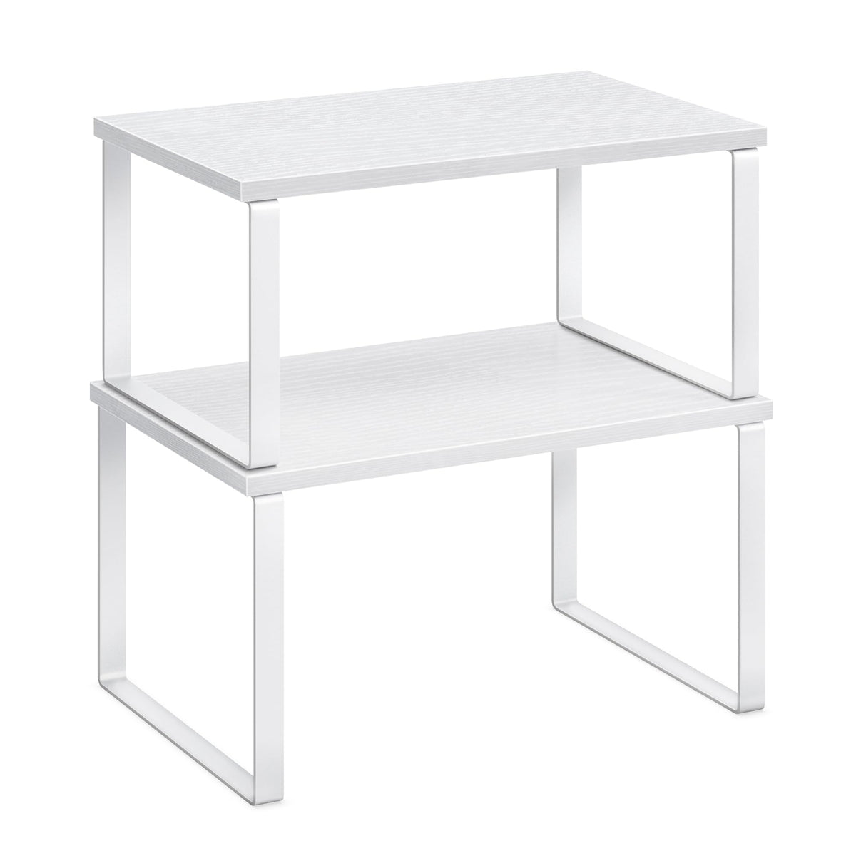 SONGMICS cabinet organizer shelf set two front view for compact kitchen storage.