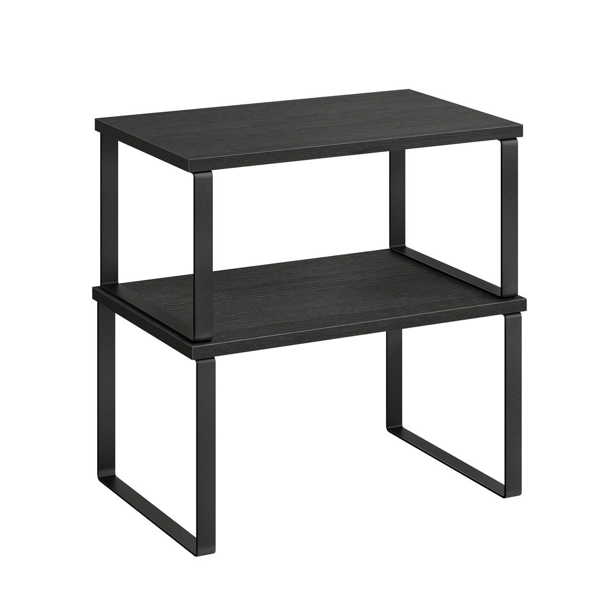 Songmics cabinet organizer shelf in ink black keeps counter clutter under control.