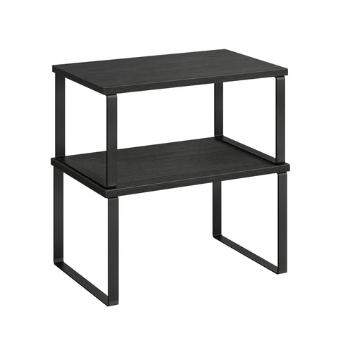 Songmics cabinet organizer shelf in ink black keeps counter clutter under control.