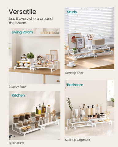 SONGMICS dessert shelf display on a vanity or counter