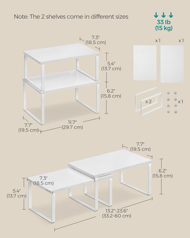 SONGMICS dining room centerpiece display uses organizer shelves for decor.
