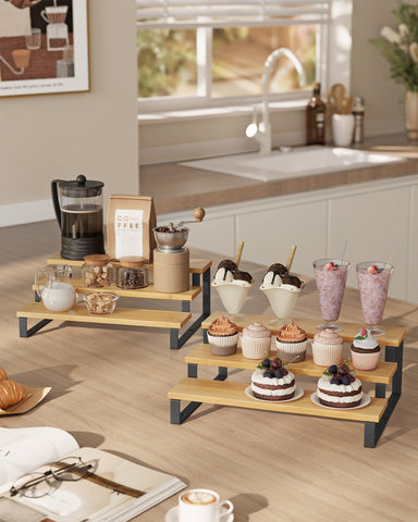 SONGMICS engineered wood and metal construction provides sturdy support for tall displays.