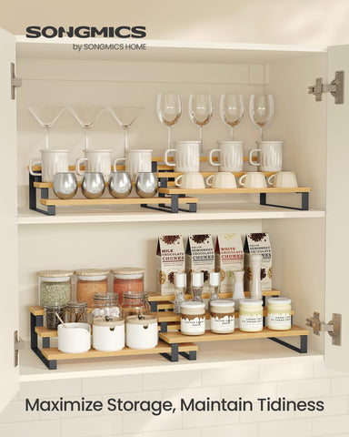 SONGMICS perfume organizer stand shows bottles at a glance for effortless selection.