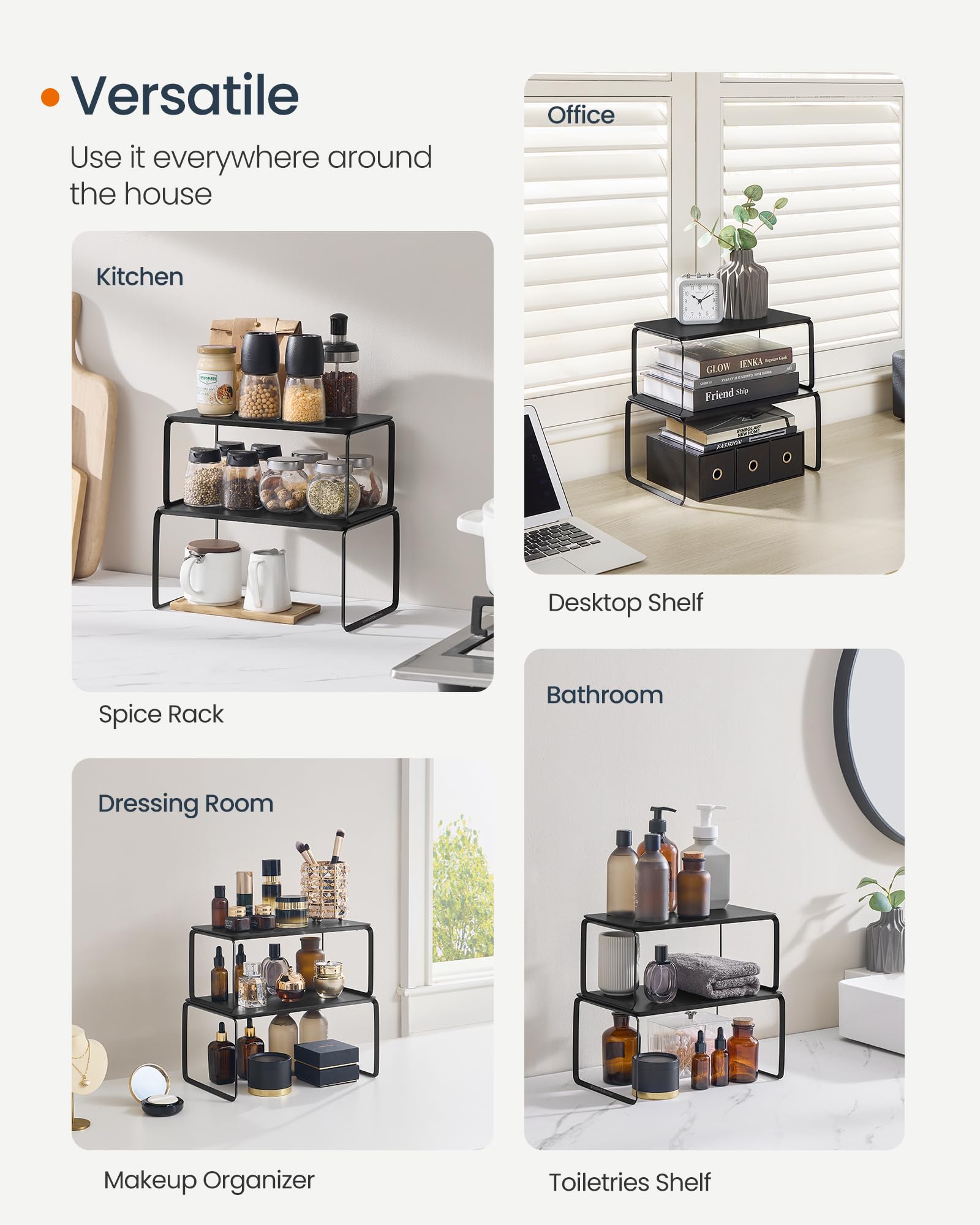 Songmics Home bamboo cabinet shelf sturdy bamboo with steel frame for daily kitchen use