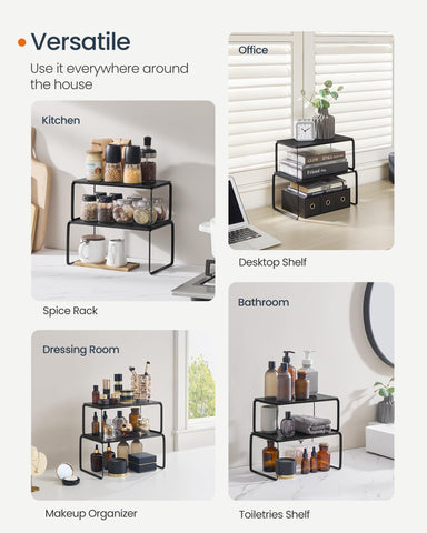 Songmics Home bamboo cabinet shelf sturdy bamboo with steel frame for daily kitchen use