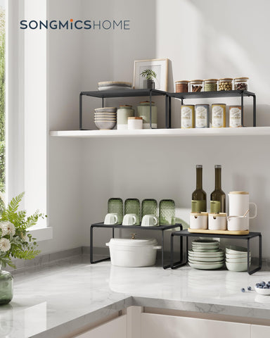 Songmics Home bamboo cabinet shelf large rack on counter boosts storage for cans and jars