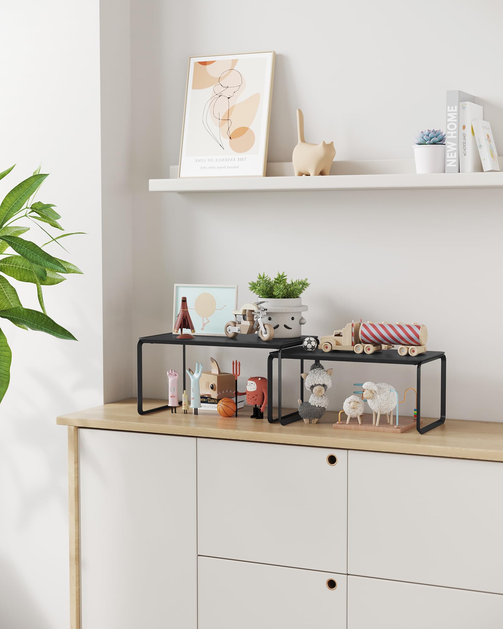 Songmics Home bamboo cabinet shelf in dressing area keeping cosmetics and tools organized