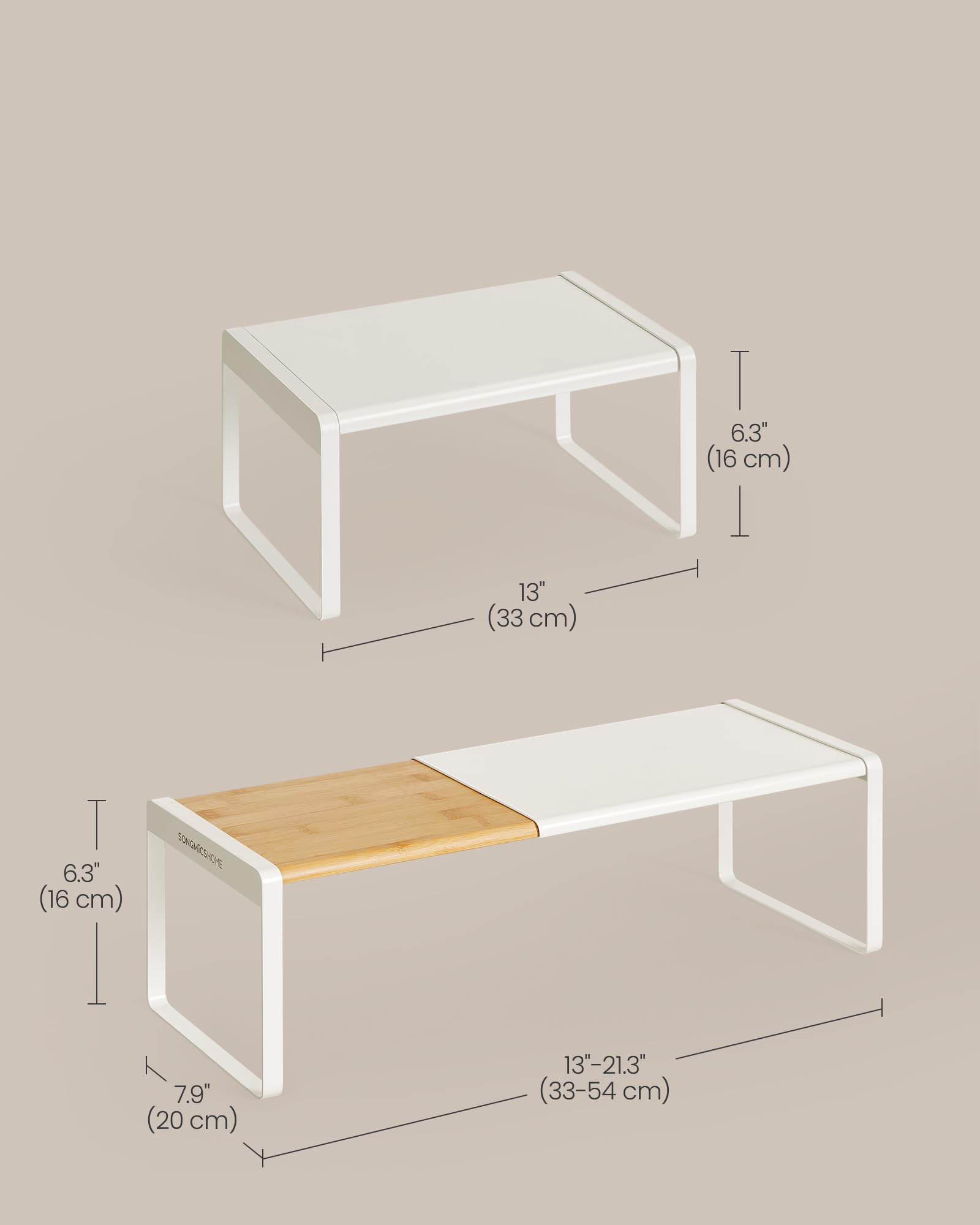 Songmics Home beige cream finish adds chic decor while keeping items accessible