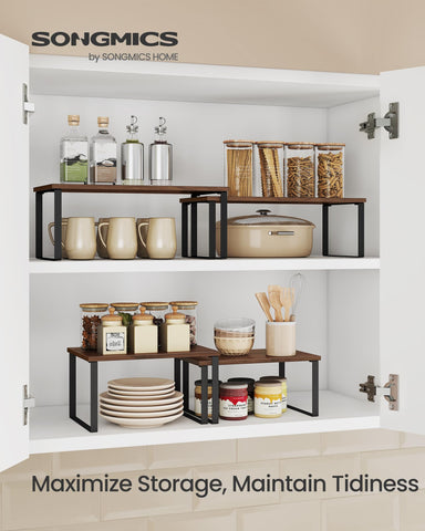 SONGMICS kitchen spice rack stackable design maximizes counter space.