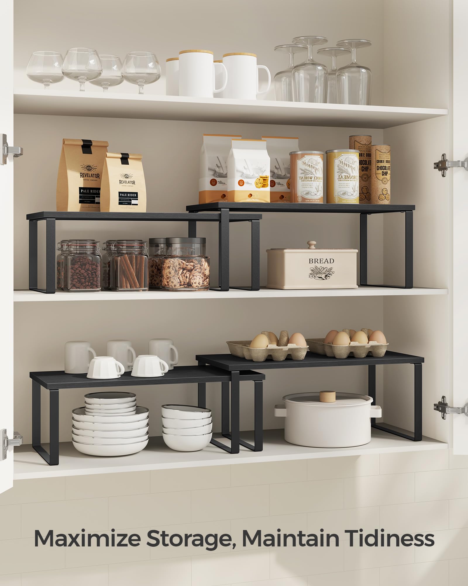 SongMICS kitchen storage multi-tier design keeps cans and containers visible.