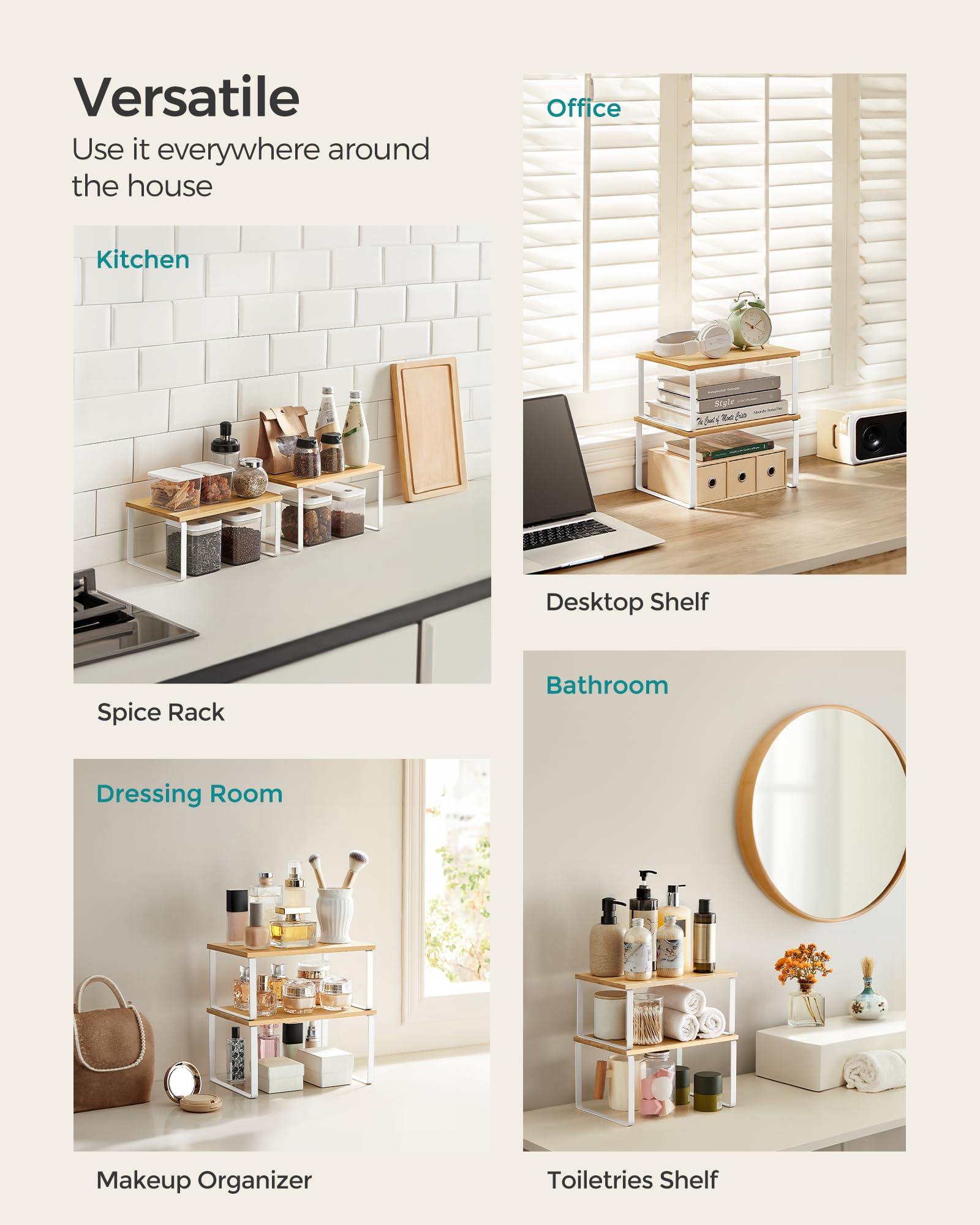 Songmics large shelf display suitable for cookware and bigger items