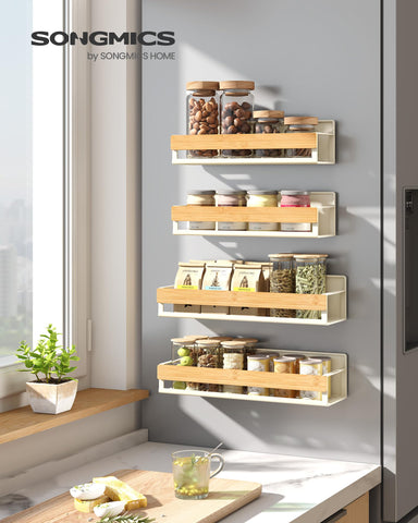 SongMics large shelf mounted on fridge demonstrating secure hold and extra storage