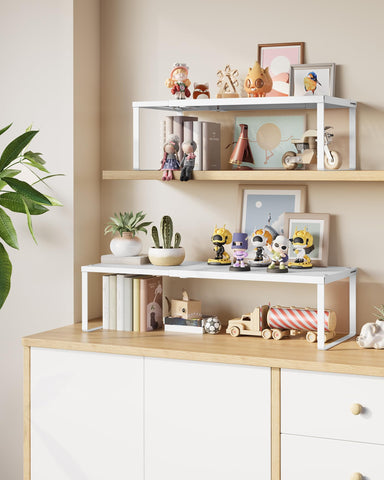 Songmics matte white shelves with perforated pattern bring modern style.