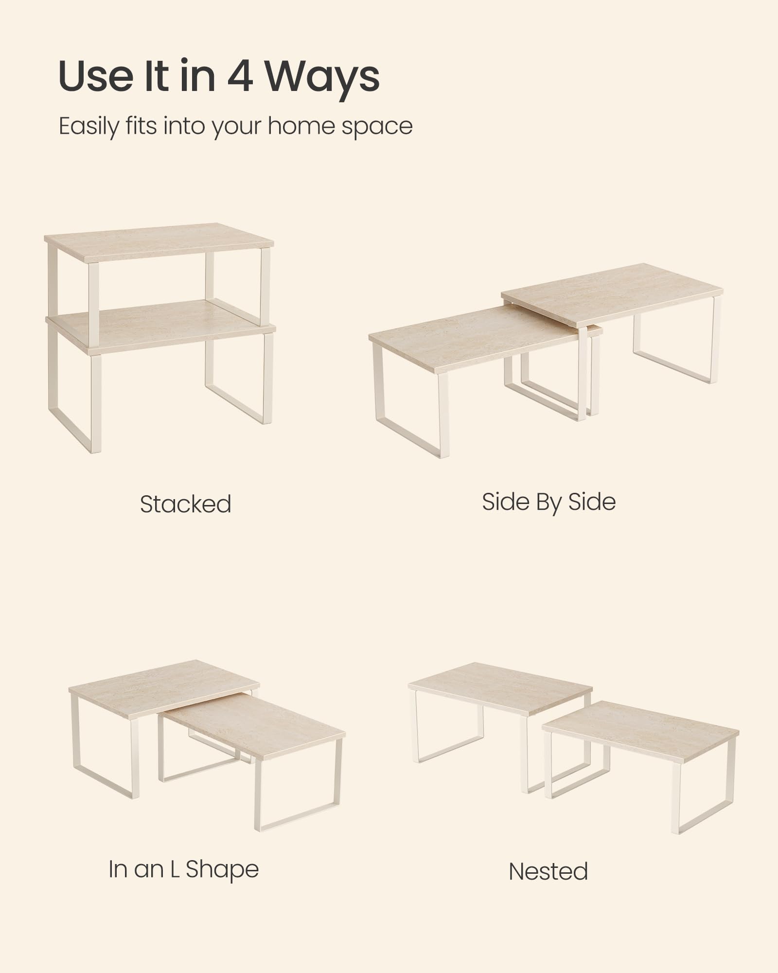 Songmics metal and engineered wood construction delivers sturdy support for heavy canisters.