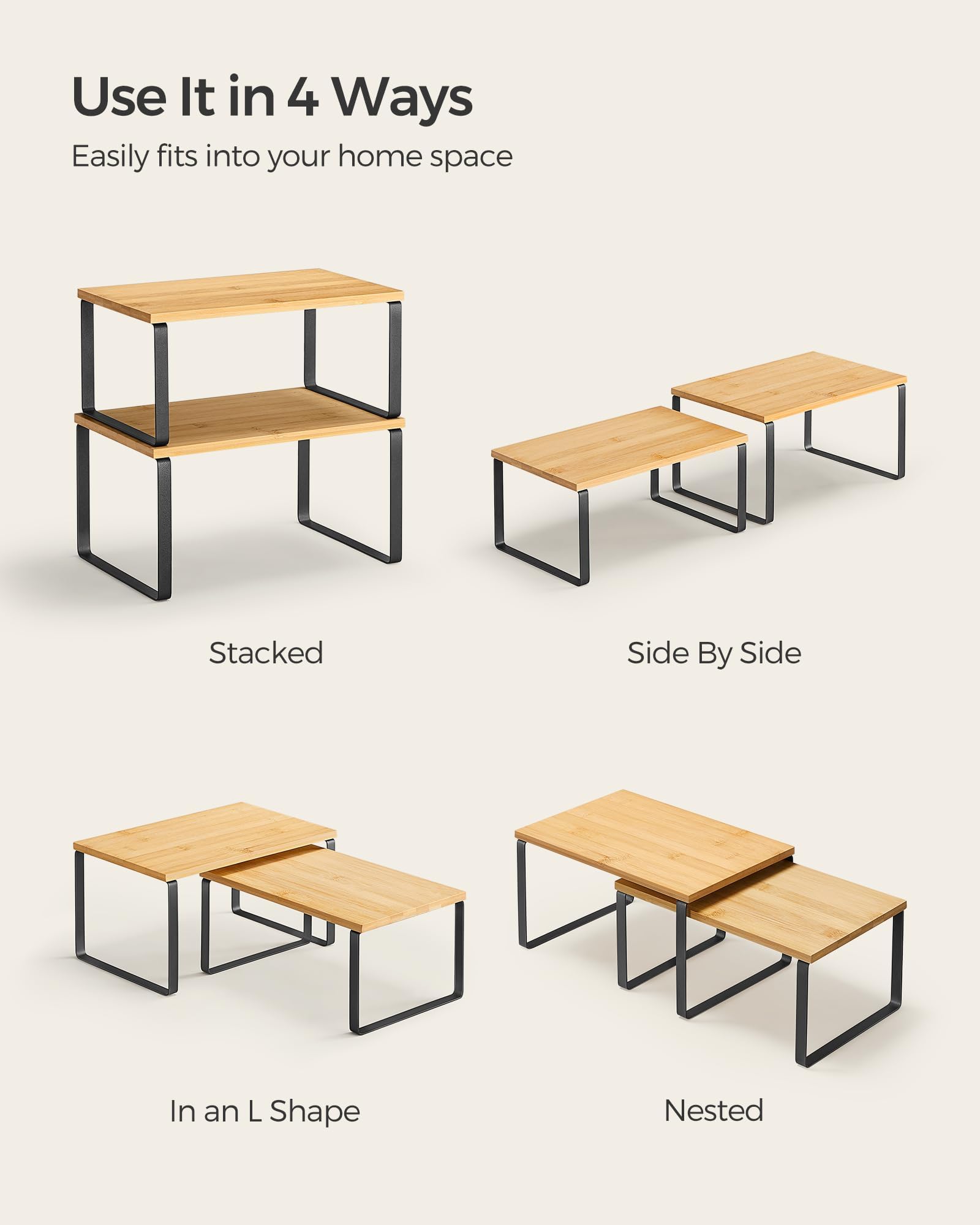 Songmics small and large shelves support varied items neatly