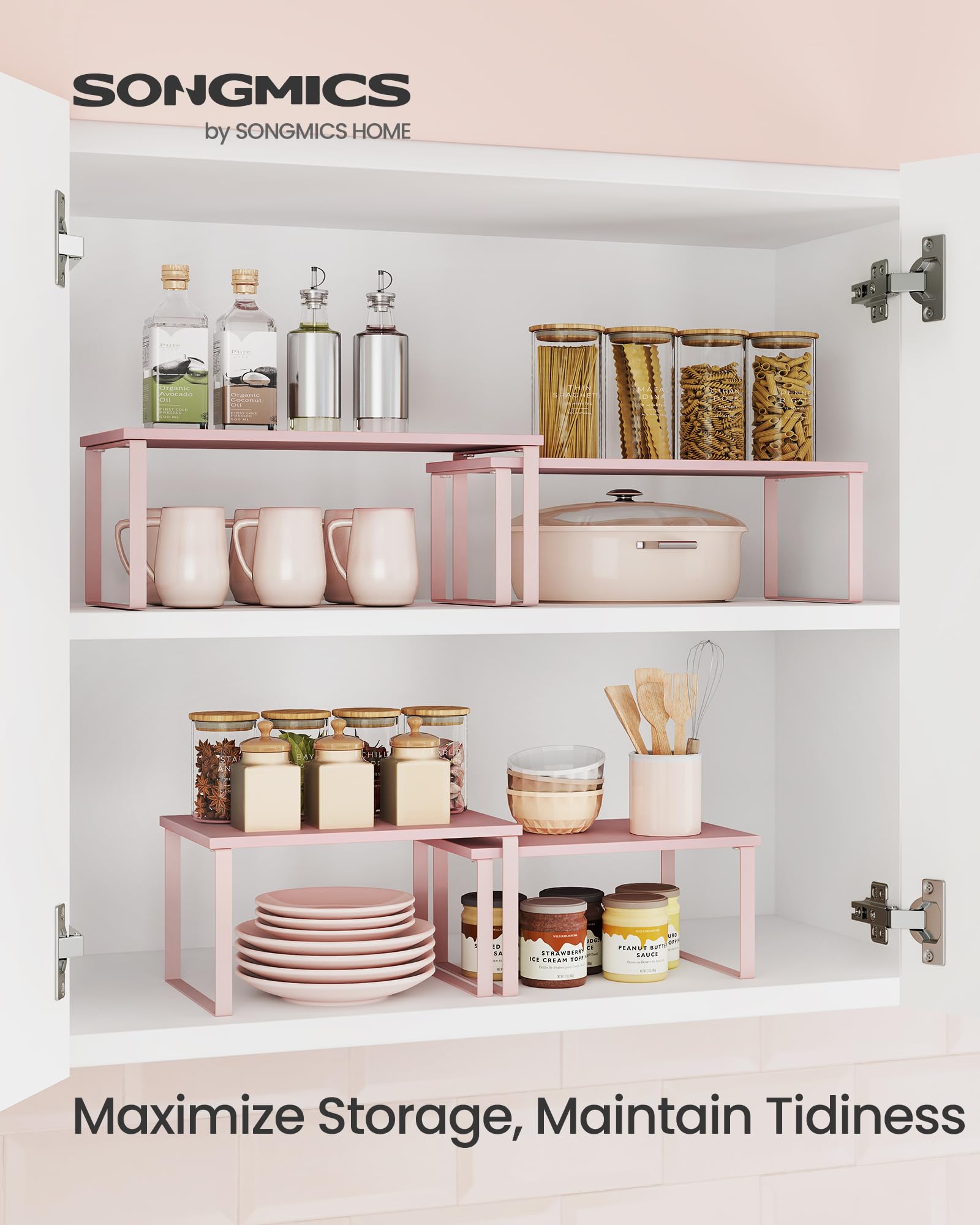 SONGMICS spice rack keeps jars organized and within reach during cooking