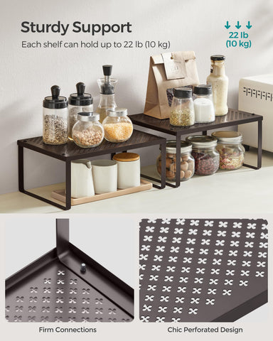 SONGMICS Spice Racks on the countertop for easy access and display.