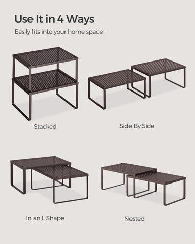 SONGMICS Spice Racks dimensions show large and small shelves for versatile storage.