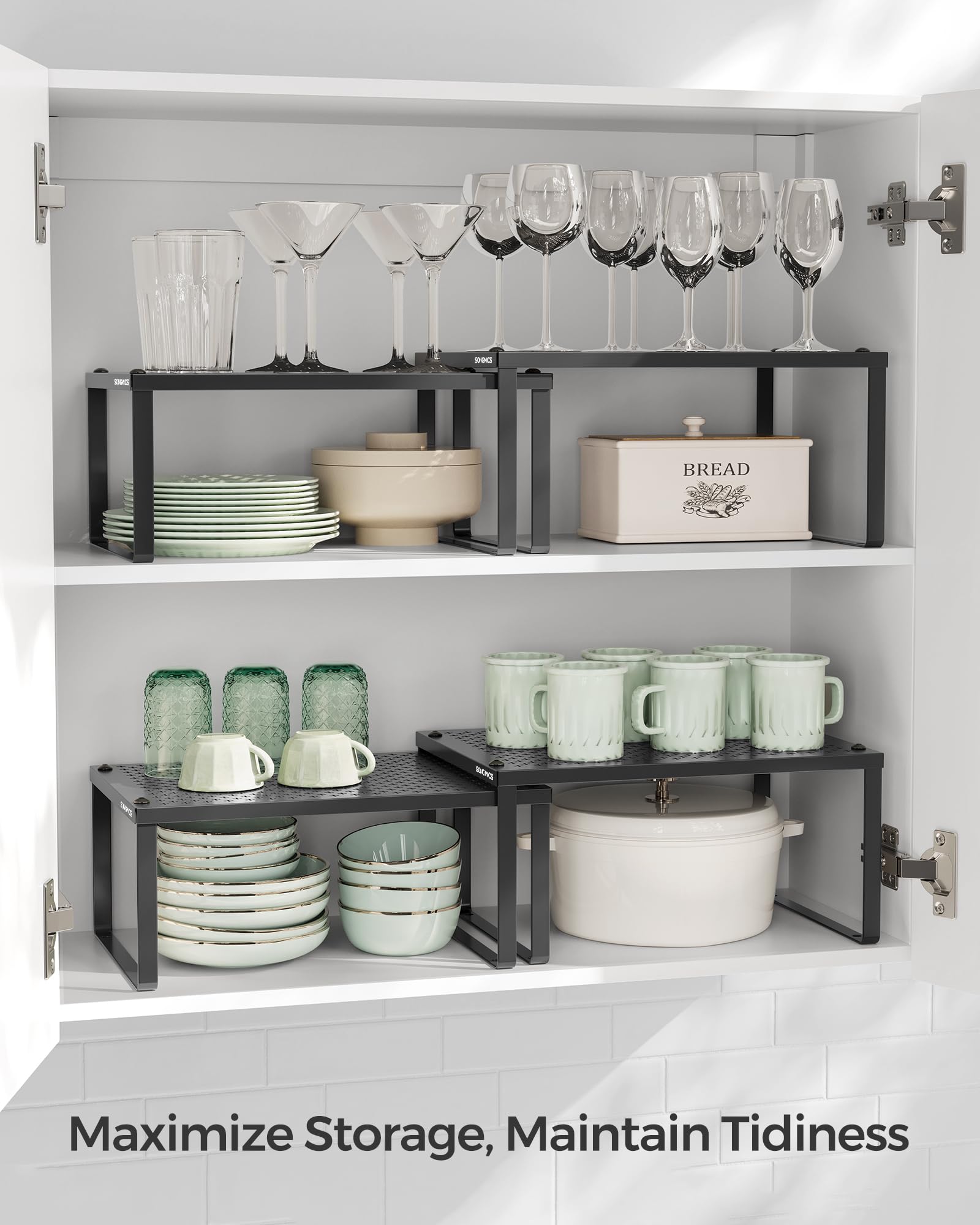 Ink black finish on SongMICS spice racks for a sleek kitchen look