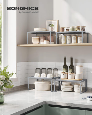 Songmics Spice Racks perforated shelves add stylish counter appeal