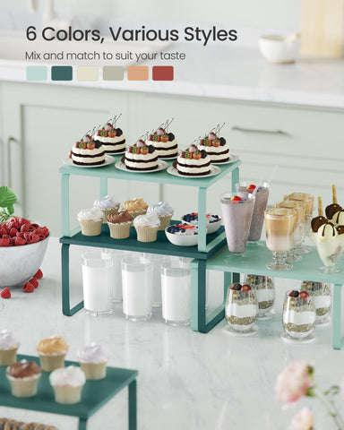 Songmics stackable shelves for countertop organization and flexibility