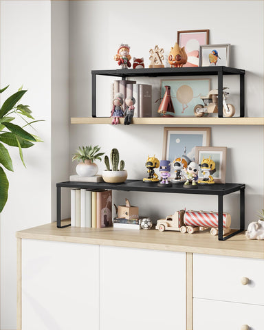 SONGMICS stackable kitchen organizers illustrate compact stacking to maximize cabinet space